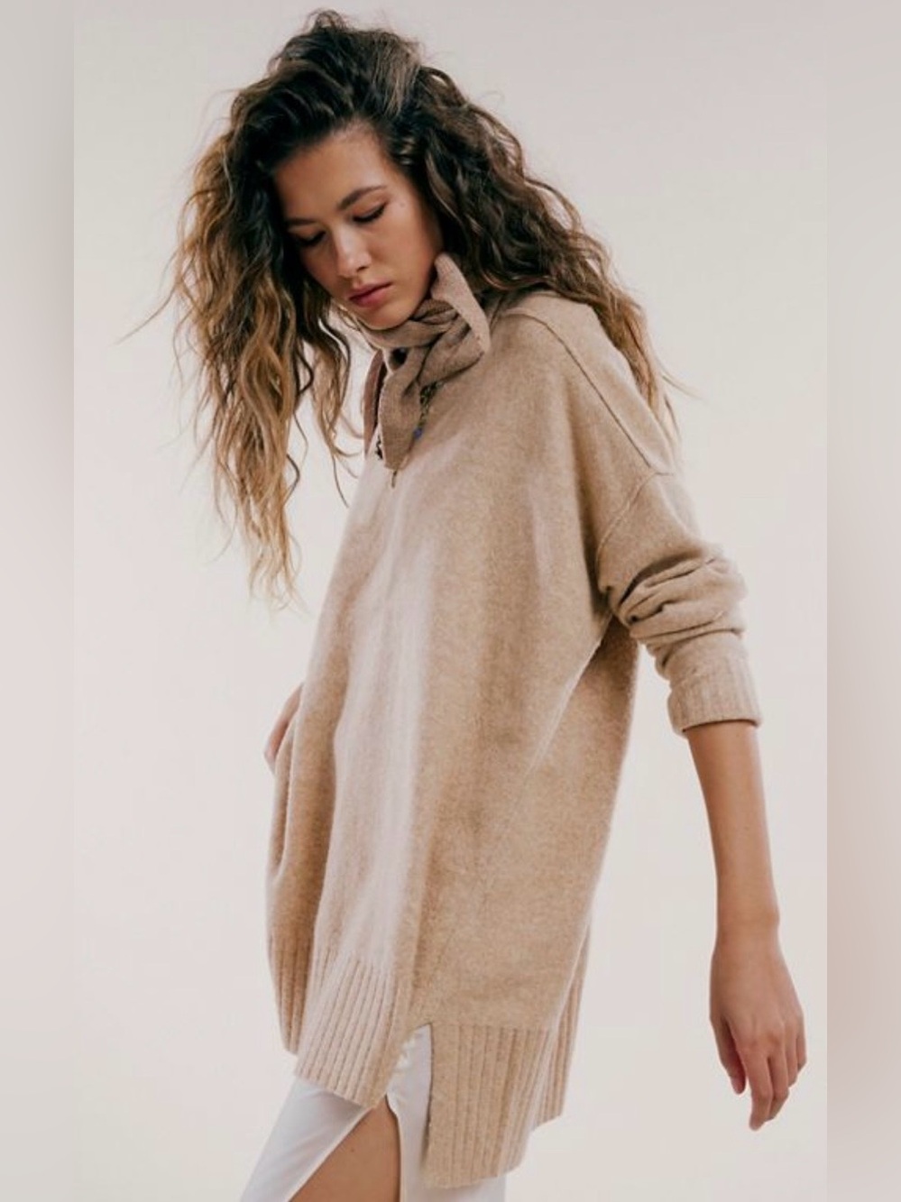 Free People “Phoebe” Sweater in Light Camel Heather - *Oversized*